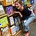 Author Katie Weaver leaning over an and pointing at her book, Have You Ever Wondered?, in Barnes & Noble.